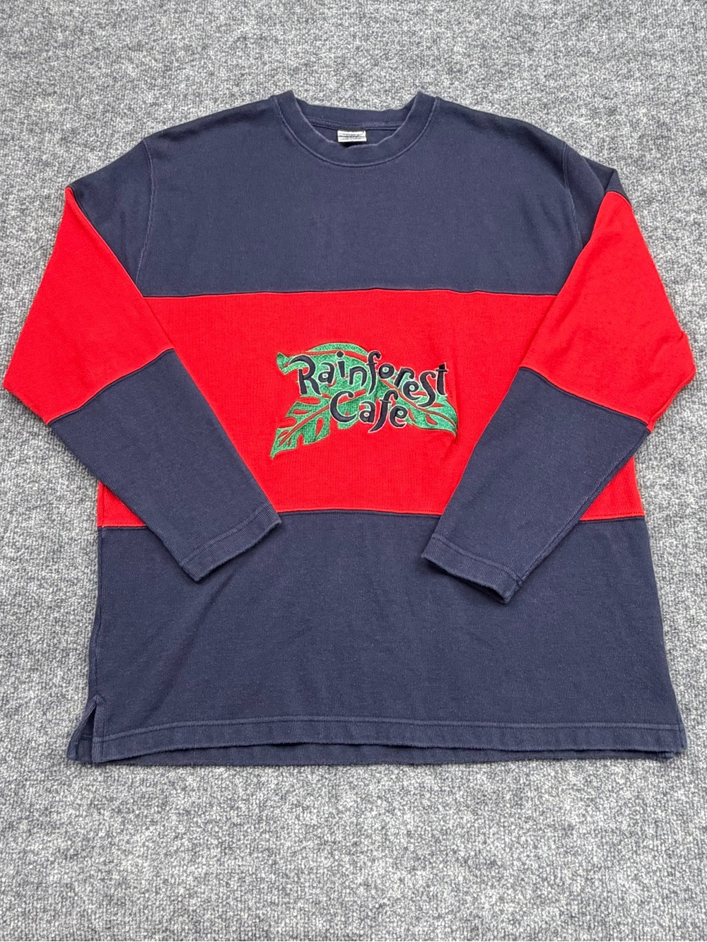Rainforest Cafe Vintage Colorblock Crewneck Sweater Embroidered Logo Men’s Large